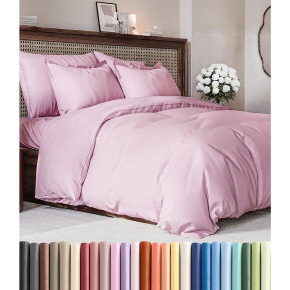 Unbranded Other - CGK Linens Full Duvet Cover Set Ultra Soft Microfiber Luxury Light Pink Wrinkle